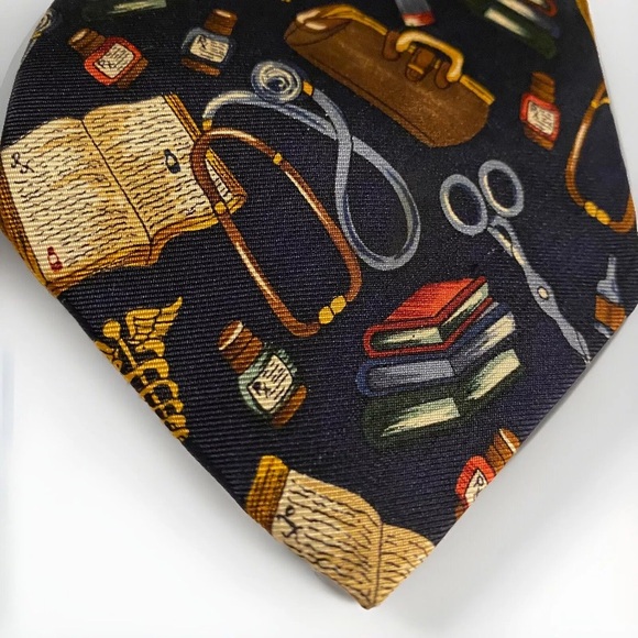ALYNN Neckwear Mens Necktie 100% Silk Doctor Theme Tie Creative American Design - Picture 4 of 8